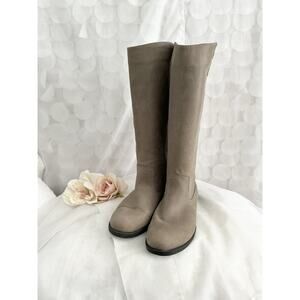 Kenneth Cole reaction Womens 7.5 tall Putty gray leather knee-high Riding boots